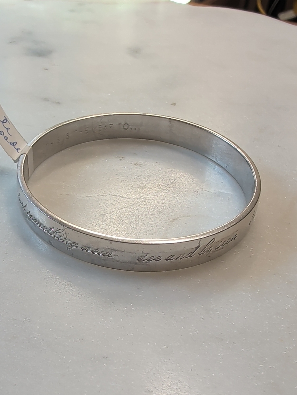 kate spade Silver-Tone Engraved/Idioms Bangle Bracelet. Vintage